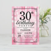 30. Geburtstags-Einladungs-Rosa-Glitzer Einladung (Stehend Vorderseite)