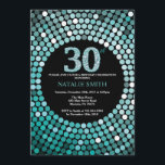 30. Geburtstags-Einladungs-schwarzer und Einladung<br><div class="desc">30. Geburtstags-Einladung. Schwarzer und aquamariner Glitzer. Aquamariner Diamant. Erwachsenes Geburtstags-Party. Für Männer oder Frauen. Für weitere Kundenbezogenheit klicken Sie bitte "besonders anfertigen es" Knopf und benutzen unser Entwurfswerkzeug,  um diese Schablone zu ändern.</div>