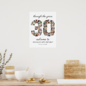 30. Geburtstags-Fotocollage Willkommen Poster (Küche)