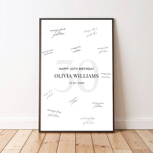 30. Geburtstags-Gästebuch-Unterschrift Poster