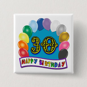 30. Geburtstags-Geschenke mit sortiertem Button
