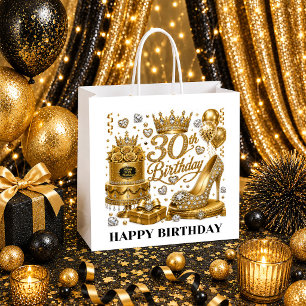 30. Geburtstags-Geschenktüte Gold Schwarz Geburtst Große Geschenktüte