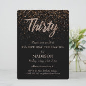 30. Geburtstags-Gold-Glitzer Einladung (Stehend Vorderseite)