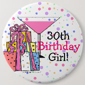 30. Geburtstags-Mädchen Button (Vorderseite)