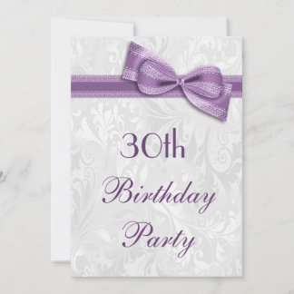 30. Geburtstags-Party-Damast und Imitat-Bogen Einladung