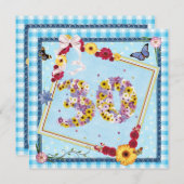 30. Geburtstags-Party Einladung Blume, Schmetterli (Vorne/Hinten)