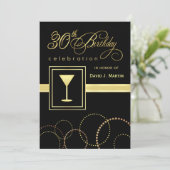 30. Geburtstags-Party Einladungen - Gold und (Stehend Vorderseite)