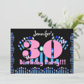 30. Geburtstags-Party Einladungs-Schablone Einladung (Stehend Vorderseite)