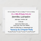 30. Geburtstags-Party Einladungs-Schablone Einladung (Rückseite)