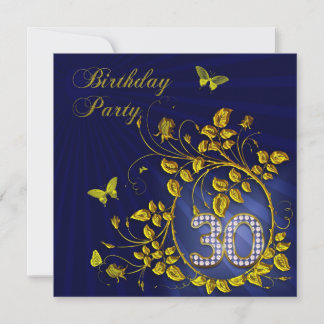 30. Geburtstags-Party in Schwarz und Gold Einladung