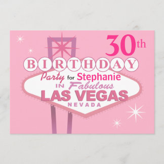30. Geburtstags-Party Las Vegas - Rosa Einladung