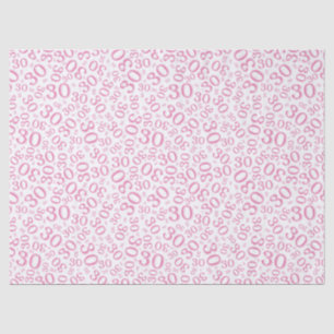 30. Geburtstags-rosa Collagen-Zahl-Muster Seidenpapier