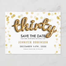 30. Geburtstags-Save the Date Gold steigt Glitzer