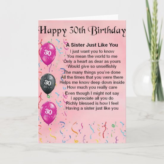 Der 30 Geburtstag Schwester Karten Zazzle.de