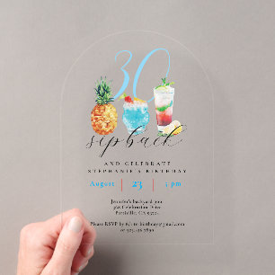 30. Geburtstags-Sommer-Blue-Frucht-Cocktails-Party Acryleinladungen