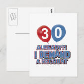 30. Geburtstagsdesigns Postkarte (Vorne/Hinten)