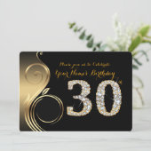 30. Geburtstagseinladung, Nummerndiamant, Foto Einladung (Stehend Vorderseite)