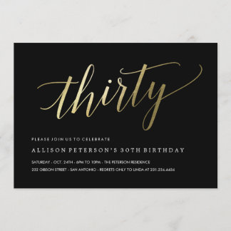 30. Geburtstagseinladungen - Formal Imitats Gold Einladung