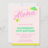 30. Geburtstagseinladungen Tropical Aloha Pink Einladung (Vorderseite)