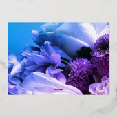 30. Geburtstagsfeier Blumenblau lila Folieneinladung (Rückseite)