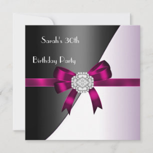 30. Geburtstagsfeier Fuschia Weiß Schwarz Diamant Einladung