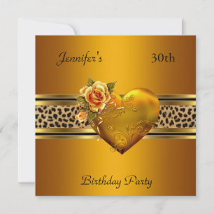 30. Geburtstagsfeier Gold Herz Juwel Leopard Einladung