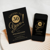 30. Geburtstagsfeier Gold Schwarz Einladung