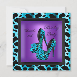 30. Geburtstagsfeier Lila Leopard Türkis Blau Einladung