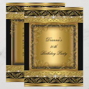 30. Geburtstagsfeier Metallic Gold Schwarz Diamant Einladung