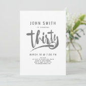 30. Geburtstagsfeier, modern, maskuline Einladung (Stehend Vorderseite)