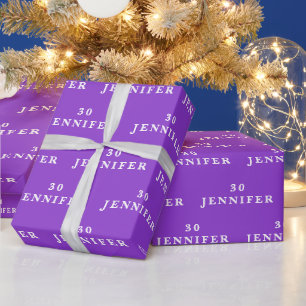 30. Geburtstagsfeier Name Lila Modernes Muster Geschenkpapier