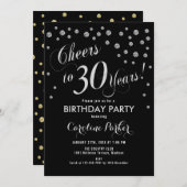 30. Geburtstagsfeier Party Einladung - Silberschwa (Vorne/Hinten)
