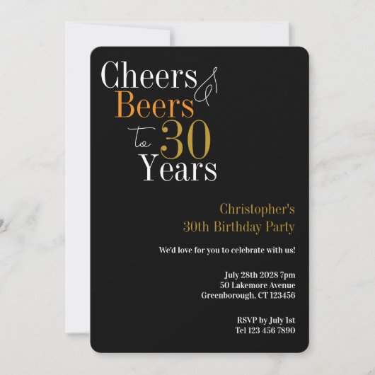 30. Geburtstagsfeier Prost und Bier Einladung (Vorderseite)
