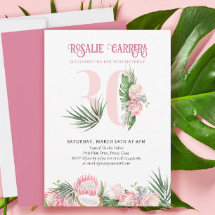 30. Geburtstagsfeier Tropical Pink Protea Nummer 3 Einladung