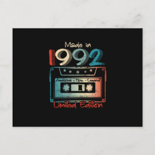 30 Geburtstagsgeschenke Jahr alt 1992 Kassette Ankündigungspostkarte