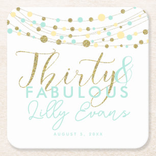 30. Geburtstagsgold und aquamarine Untersetzer kun