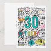 30. Geburtstagskarte | Gedruckte Geburtskarte Einladung (Vorne/Hinten)
