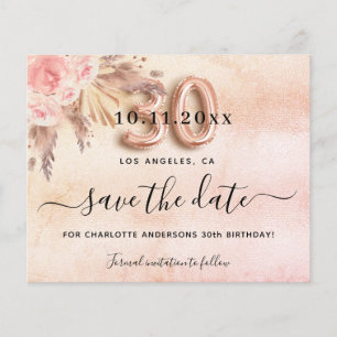 30. Geburtstagskarte Pampas Rose Save the Date