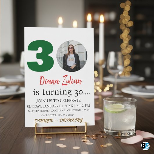30. Geburtstagskarte Party Einladung mit Foto