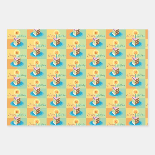 30. Geburtstagskuchen Geschenkpapier Set (Vorderseite 3)