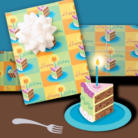 30. Geburtstagskuchen Geschenkpapier Set