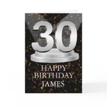 30. Geburtstagsleuchten eine Namenskarte hinzufüge