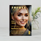 30. Geburtstagsmagazin Elegant Modern Gold Folieneinladung (Stehend vorne)