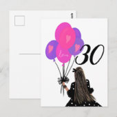 30. Geburtstagsmarine mit Ballon Bunch Postkarte (Vorne/Hinten)