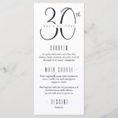 30. Geburtstagsmenü Menükarte (Vorderseite)