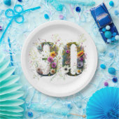 30 Geburtstagsnummer Wildblumen Pappteller (Party)