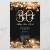 30. Geburtstagsprogramm Glam Lights Gold Menü (Vorne)