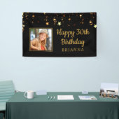 30. Geburtstagsschwarz- und Goldstars Personalisie Banner (Messeveranstaltung)