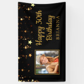 30. Geburtstagsschwarz- und Goldstars Personalisie Banner (Vertikal)