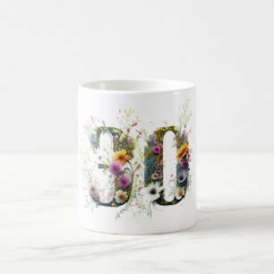 30. Geburtstagsspray von Wildblumen Text Kaffeetasse